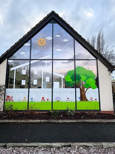 An image of the nursery's window and door graphics.